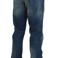 Blue Wash Denim Cotton Stretch Baggy Fit Jeans
