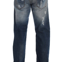 Blue Wash Torn Cotton Stretch Regular Fit Jeans