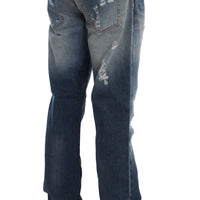 Blue Wash Torn Cotton Stretch Regular Fit Jeans