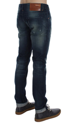 Blue Wash Cotton Denim Slim Fit Jeans