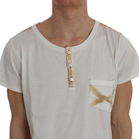 White Cotton Henley Beachwear T-shirt