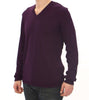 Purple Rayon Logo Logo V-neck Sweater