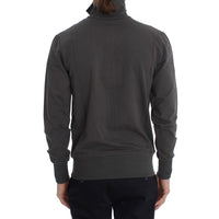 Gray Cotton Stretch Full Zipper Sweater
