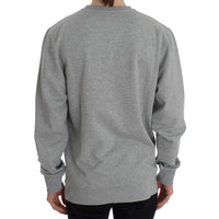 Gray Cotton Stretch Crewneck Pullover Sweater