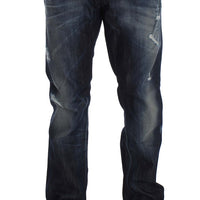 Blue Cotton Regular Straight Fit Jeans