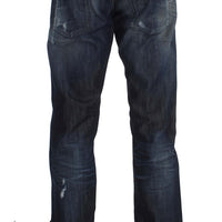 Blue Cotton Regular Straight Fit Jeans