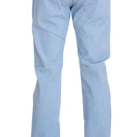 Blue Cotton Stretch Low Waist Fit Jeans