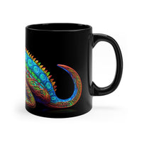 Lizard in Neon Baroque on an 11oz Black Mug