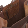 2 Tone Brown Authentic Leather Tote Bag