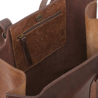 2 Tone Brown Authentic Leather Tote Bag