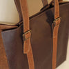 2 Tone Brown Authentic Leather Tote Bag