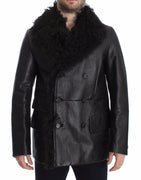 Black Lambskin Leather Jacket Trenchcoat