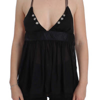 Black Silk Camisole Top Blouse