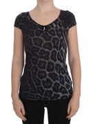 Gray Leopard Modal T-Shirt Blouse Top