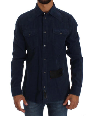 Blue Cotton Long Sleeve Slim Fit Manchester Shirt