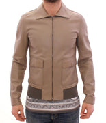 Beige Leather Jacket Biker