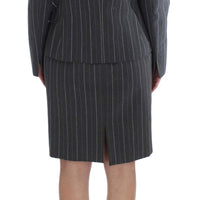 Gray Stretch Suit Sheath Dress & Blazer Set