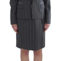 Gray Stretch Suit Sheath Dress & Blazer Set