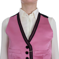 Pink Silk Button Front Torero Vest Top