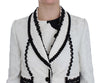 White Black Brocade Torero Blazer Jacket