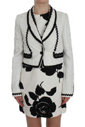 White Black Brocade Torero Blazer Jacket