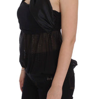 Black Neck Wrap Top Blouse