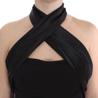 Black Neck Wrap Top Blouse