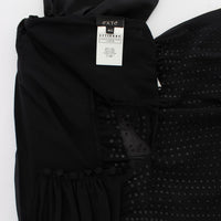 Black Neck Wrap Top Blouse