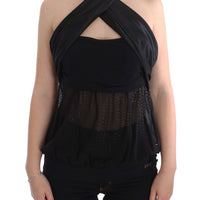 Black Neck Wrap Top Blouse