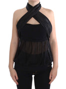 Black Neck Wrap Top Blouse