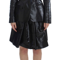 Black Blue Two Piece Suit Skirt & Blazer