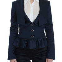 Blue Three Button Single Breasted Blazer Jacket