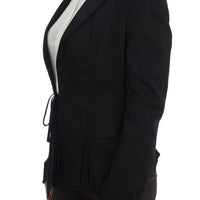 Black Stretch Single Breasted Blazer Jacket