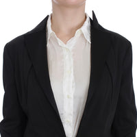 Black Stretch Single Breasted Blazer Jacket