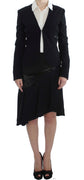 Black Blue Two Piece Suit Skirt & Blazer