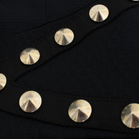 Black Cotton Stretch Gold Studded Blazer Jacket