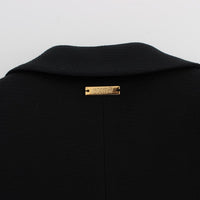 Black Cotton Stretch Gold Studded Blazer Jacket