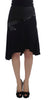 Black Blue Cotton Stretch Straight Skirt