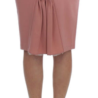 Pink Wool Stretch Straight Pencil Skirt