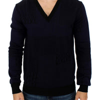 Blue v-neck pullover sweater