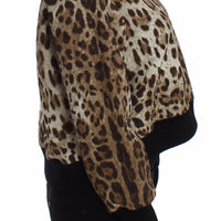 Leopard Print Crewneck Short Sweater