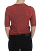 Red Wool Tweed Short Sleeve Sweater Pullover