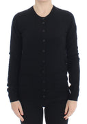 Black Wool Button Cardigan Sweater Top