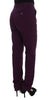 Purple Viscose Blend Slim Fit Dress Pants