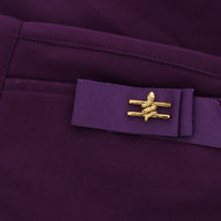 Purple Viscose Blend Slim Fit Dress Pants