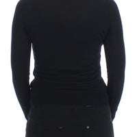 Black Wool Crewneck Sweater Pullover Top