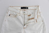 White Cotton Blend Slim Fit Jeans