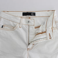 White Cotton Blend Slim Fit Jeans