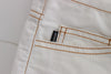 White Cotton Blend Slim Fit Jeans