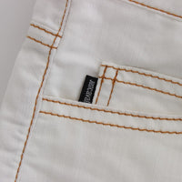 White Cotton Blend Slim Fit Jeans